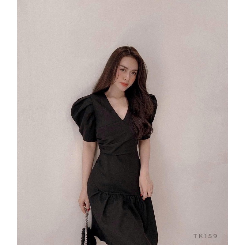 [Mã WASTMAY giảm 15% tối đa 30K đơn 150K] Đầm tay bồng cổ đắp chéo tùng bèo | BigBuy360 - bigbuy360.vn