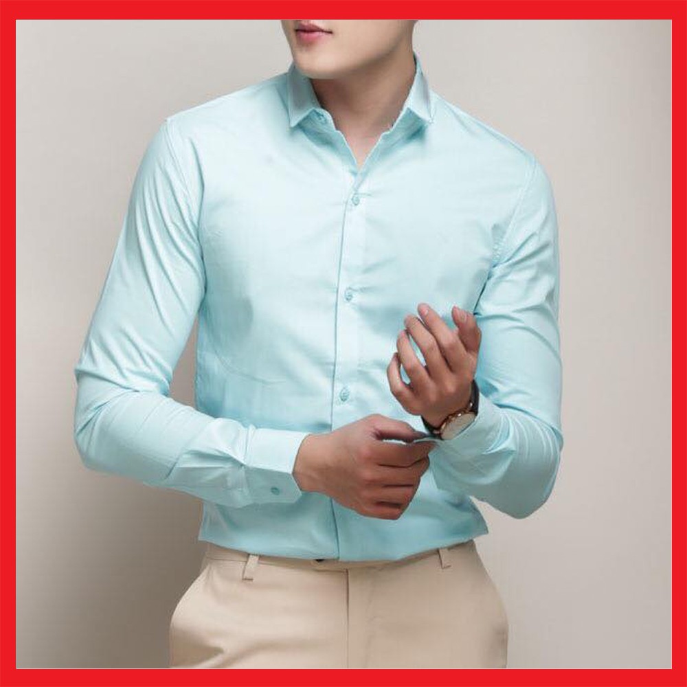 Áo Sơ Mi Nam Trơn màu xanh ngọc