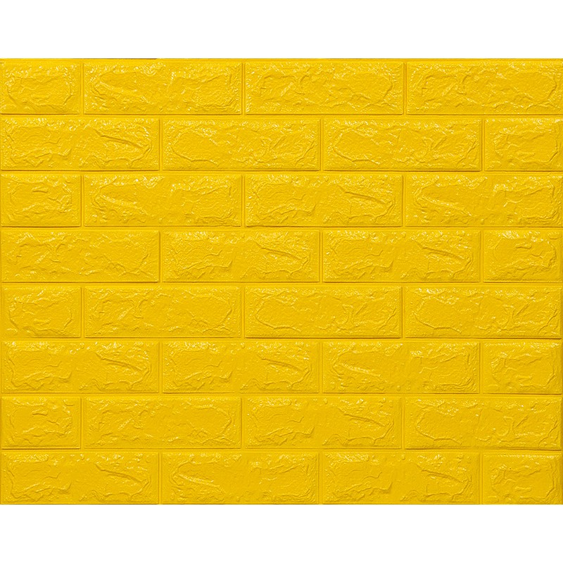 Xốp dán tường màu vàng giả gạch 3D loại dày 5mm