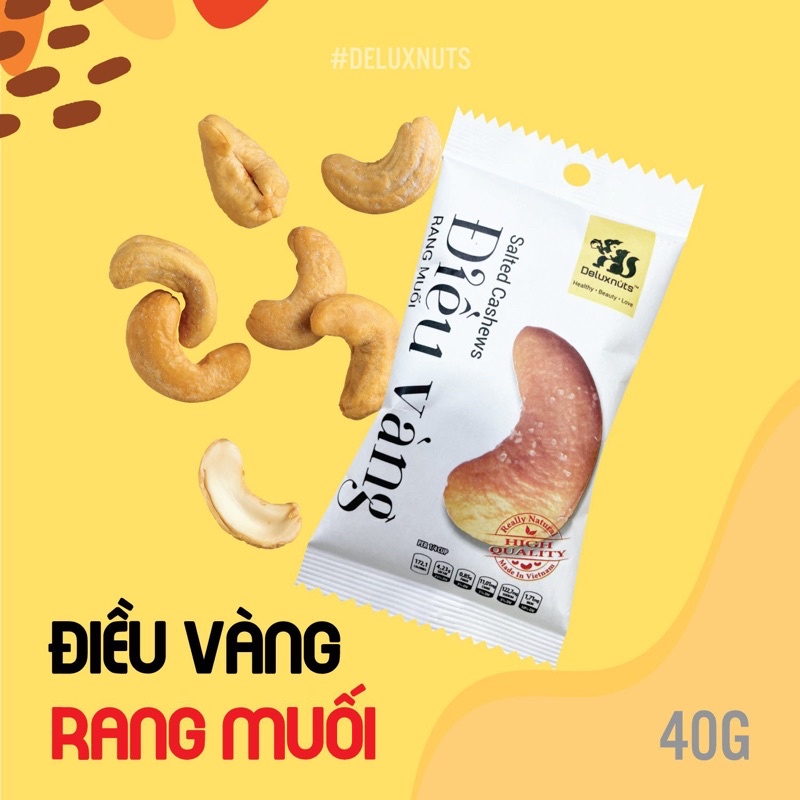 ĐIỀU VÀNG RANG MUỐI DELUXNUTS 40g