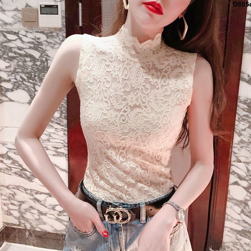 Áo Ghi Lê Có Cổ Đứng Phối Ren Ôm Dáng Thời Trang Xuân Thu Cho Nữ