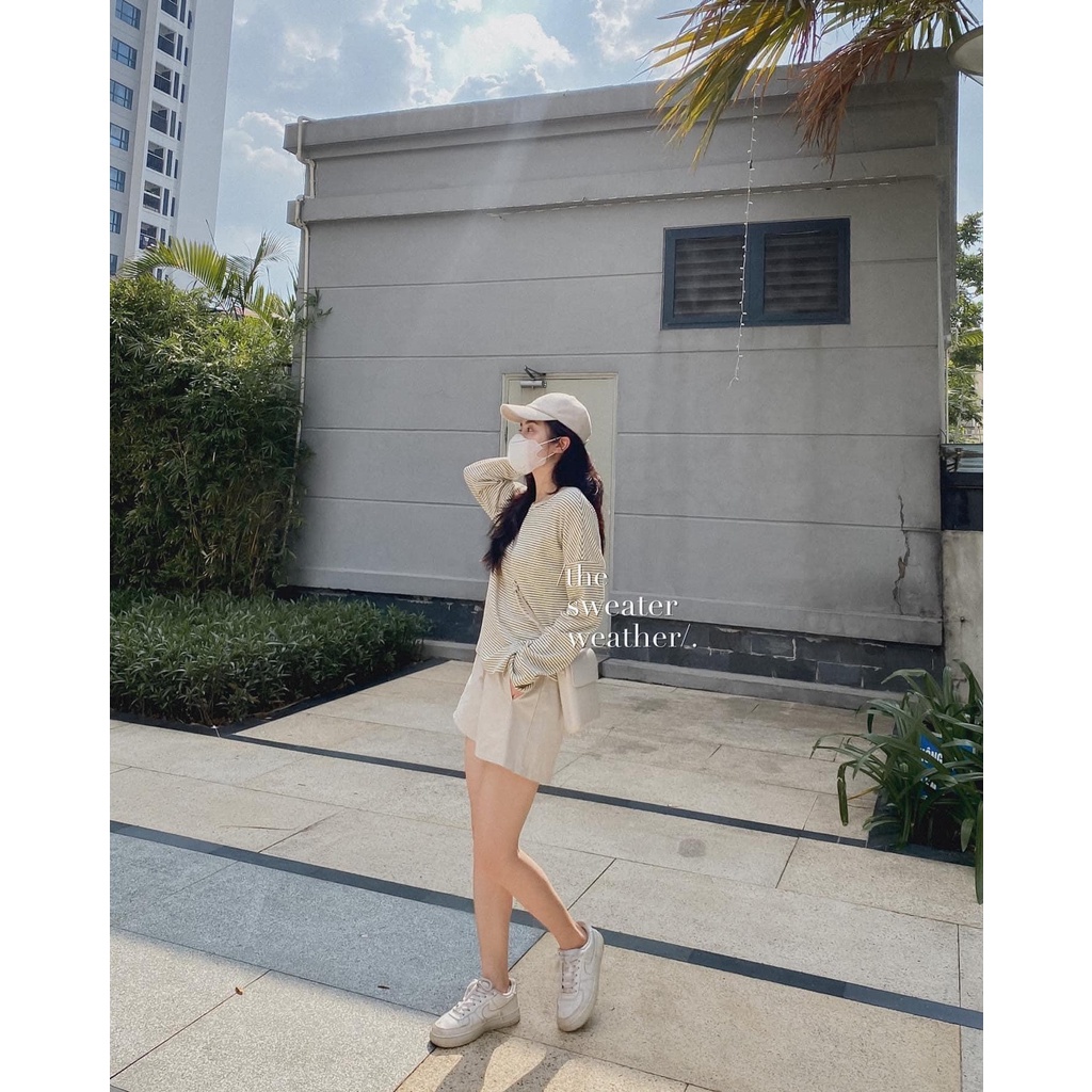 Set đồ nữ ulzzang Đồ Bộ Nữ Áo Form Rộng Tay Lỡ Quần Short Chất Nỉ da cá Quần Sooc Kaki