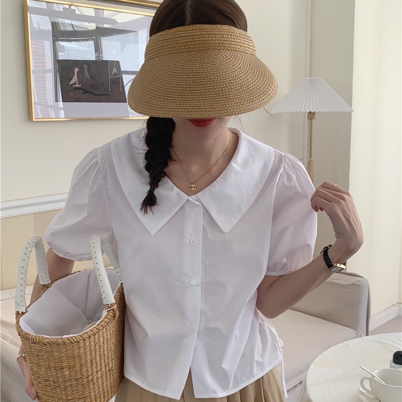 SUXI Áo Sơ Mi Tay Ngắn Dáng Ôm Màu Sắc Ngọt Ngào Phong Cách Hàn Quốc Thời Trang Mùa Hè Cho Nữ