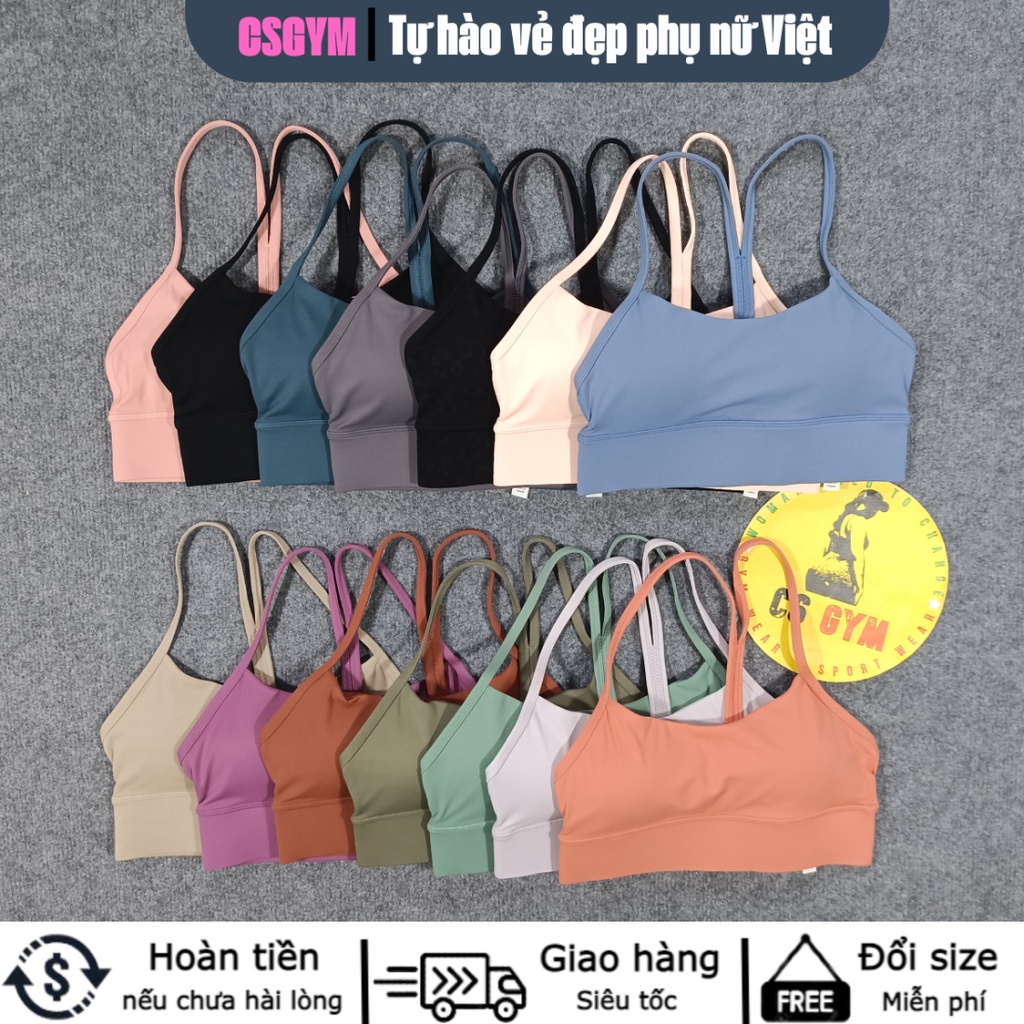 Áo bra thể thao tập gym yoga nữ LULU CSGYM, áo bra nữ 2 dây mảnh chữ Y, có sẵn mút dày dặn bảo vệ vòng 1 , thoáng mát.