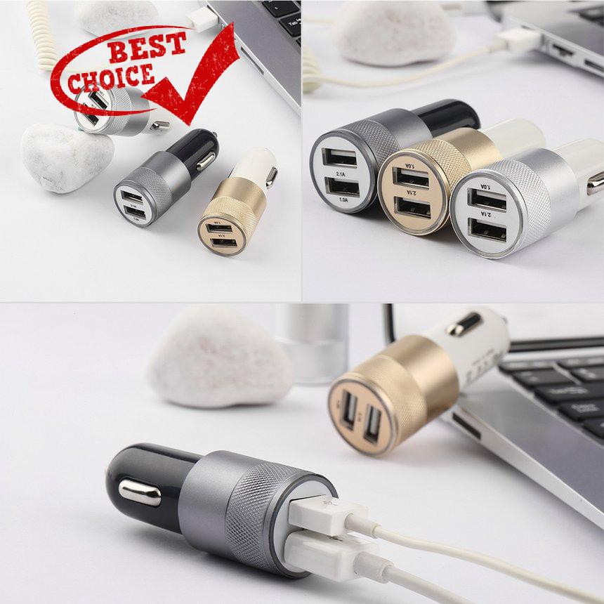 ❖【416】 DC12-24V 2.1A 1.0A Nhôm Bộ điều hợp sạc ô tô đa năng USB cổng kép