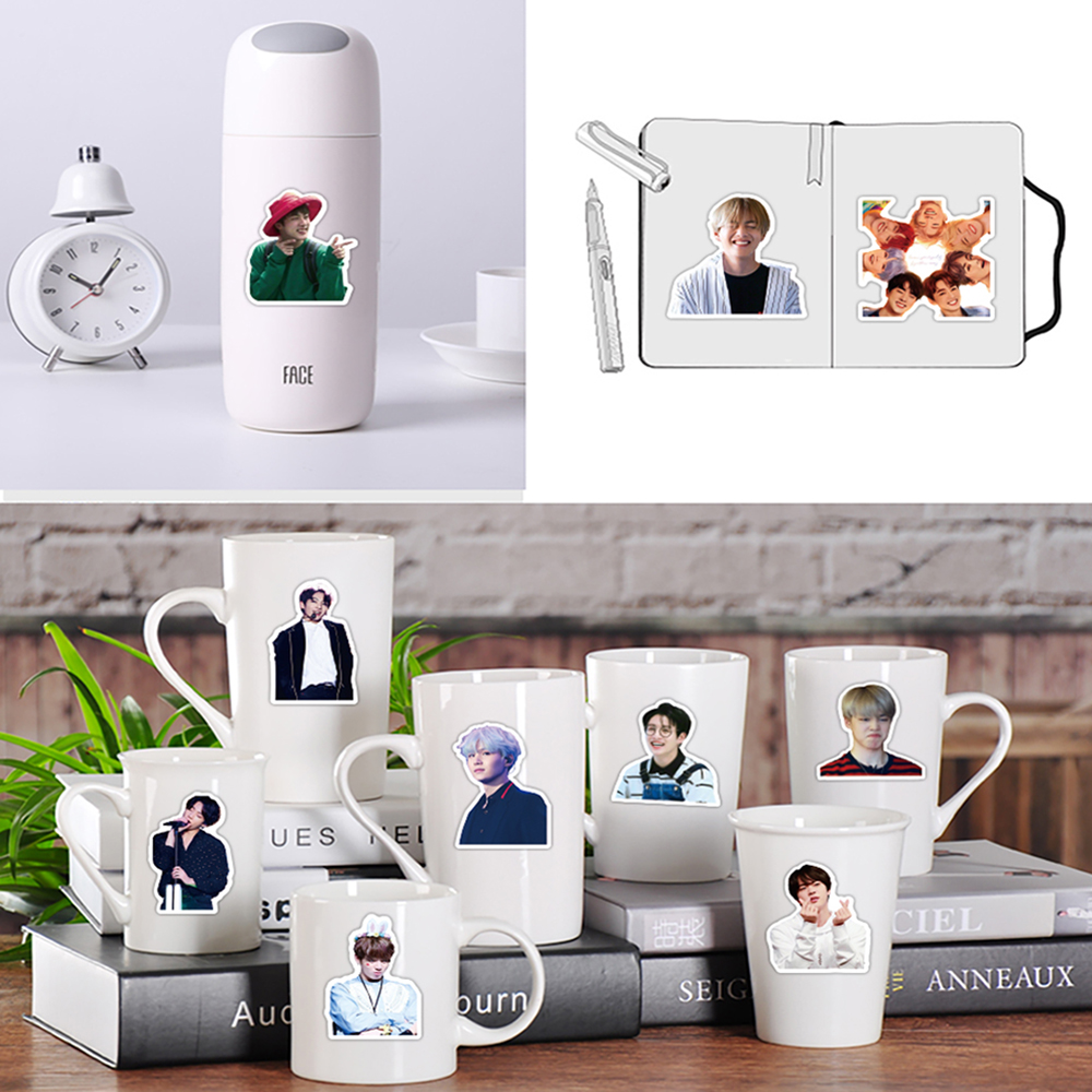 Set 50 Miếng Dán Trang Trí Sổ Tay Album Ảnh Hình Nhóm Nhạc Bts Diy Nhiều Màu Sắc