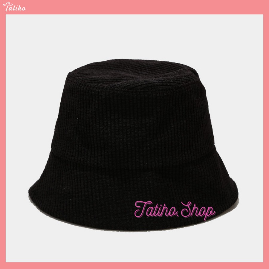 [Hàng Xịn, Giá Tốt] Nón Bucket (Mũ Vành) Unisex Ngắn Họa Tiết  Sọc Trơn Phong Cách Hàn Quốc - Chất Liệu Nhung - Mã NV026