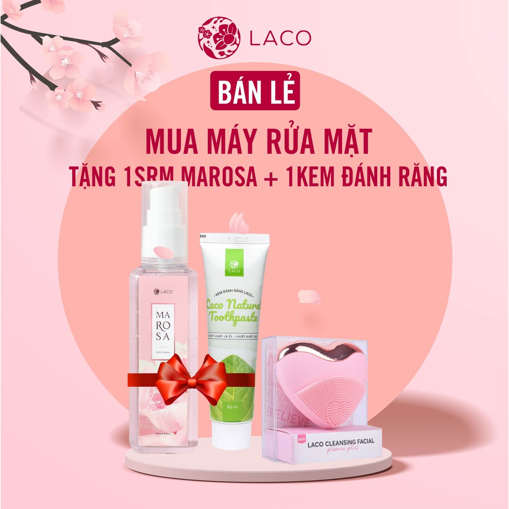 Máy Rửa Mặt Laco Luxury + Combo quà tặng Bông Tẩy Trang, Sữa Rửa Mặt DNA, Nano Mask, Sữa Rửa Mặt Marosa