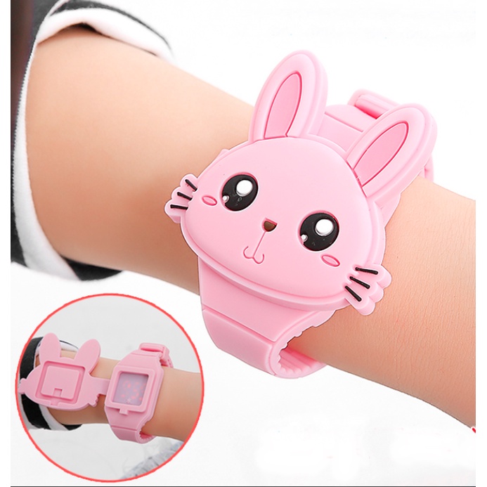 ĐỒNG HỒ TRẺ EM ĐÈN THỎ ĐÁNG YÊU LED ĐỘC LẠ