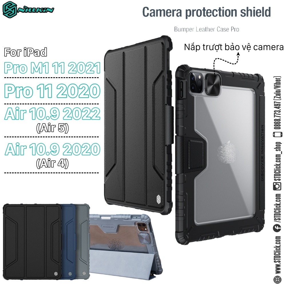 BAO DA IPAD PRO 11 2021 - 11 2020 - AIR 4 2020 - AIR 10.9 NILLKIN BUMPER PRO CAMSHIELD CHÍNH HÃNG