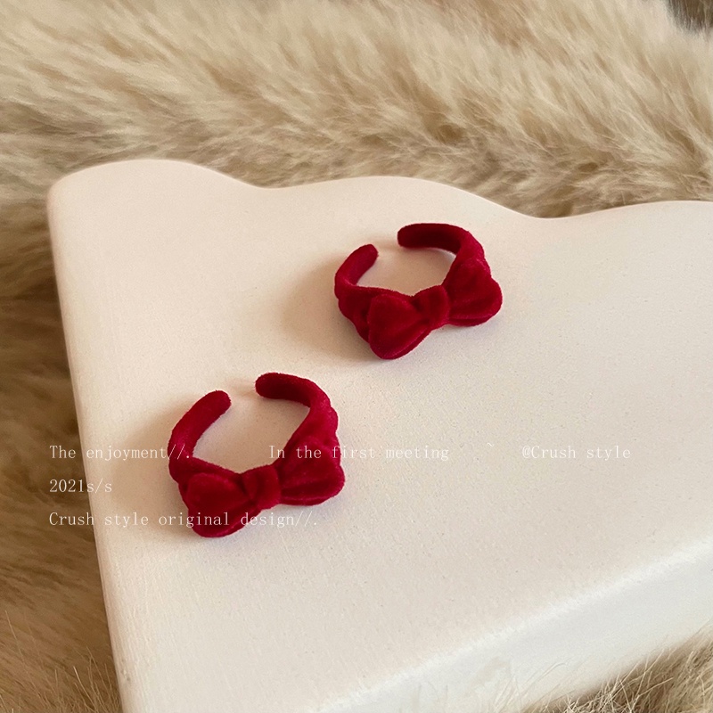 2 Nhẫn hình nơ màu xanh lam/ đỏ thời trang dễ thương cho nữ