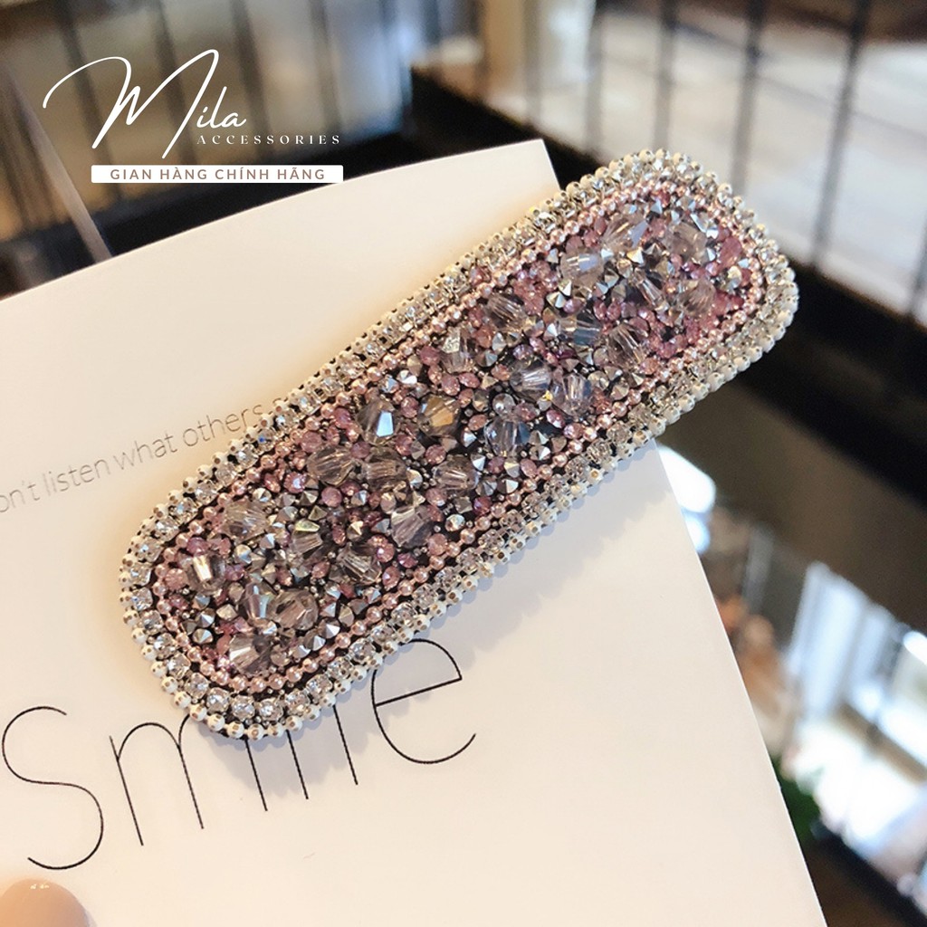 Kẹp tóc mái nữ đính đá hàn quốc MILA KT110 ❤️ HOT TREND ❤️ chất liệu đá màu cao cấp Mila Accessories