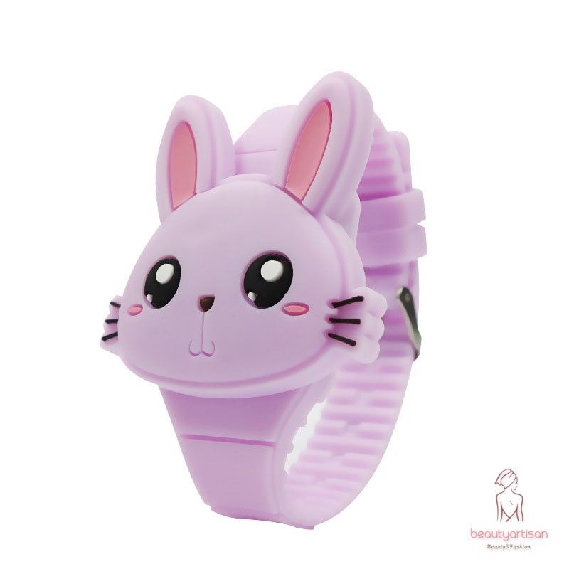 Đồng hồ điện tử dây silicon hình thỏ dễ thương cho bé