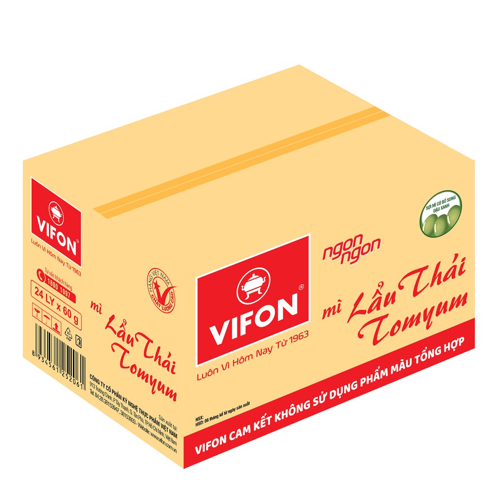 Thùng 24 Ly Mì Ngon Ngon Lẩu Thái Tomyum VIFON 60g/Ly