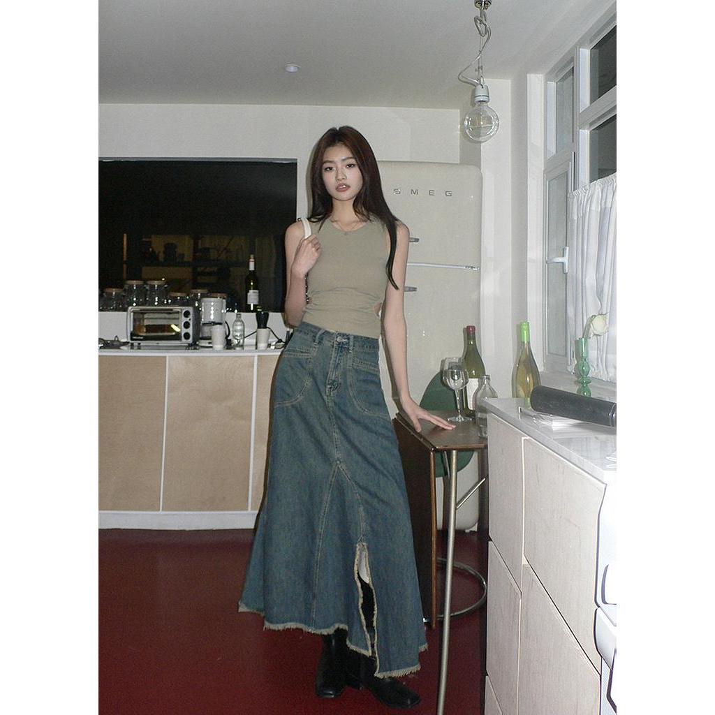 Chân Váy Denim Xẻ Tà Phong Cách Mới 62249