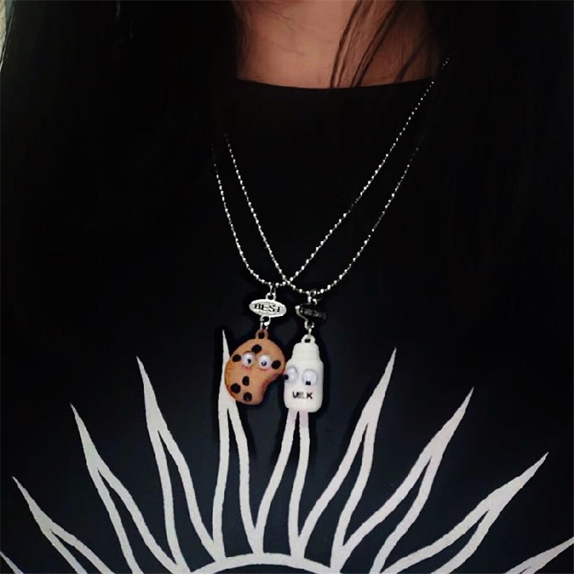 Vòng Cổ Cặp Đôi 123955Dây Chuyền Mặt Hình Bánh Quy Sữa Thời Trang Hàn Quốc
