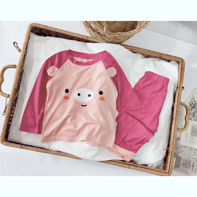 Bộ quần áo dài tay tai thú đáng yêu - Bộ Dài Tay Bé Trai Bé Gái K038