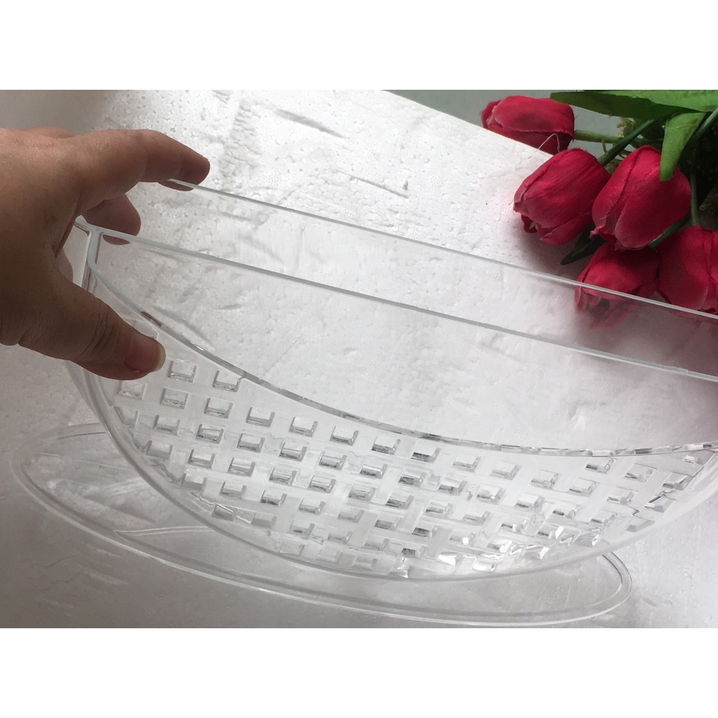 Tô nhúng bánh tráng lớn 25 x 8  x 14, 5 cm loại 1 ngăn / 2 ngăn nhựa trong Acrilic an toàn cho sức khỏe