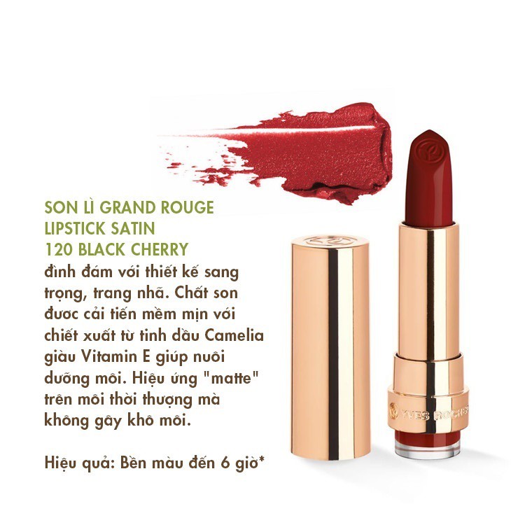 Son lì YVES ROCHER 120 GRAND ROUGE LIPSTICK SATIN 120 BLACK CHERRY