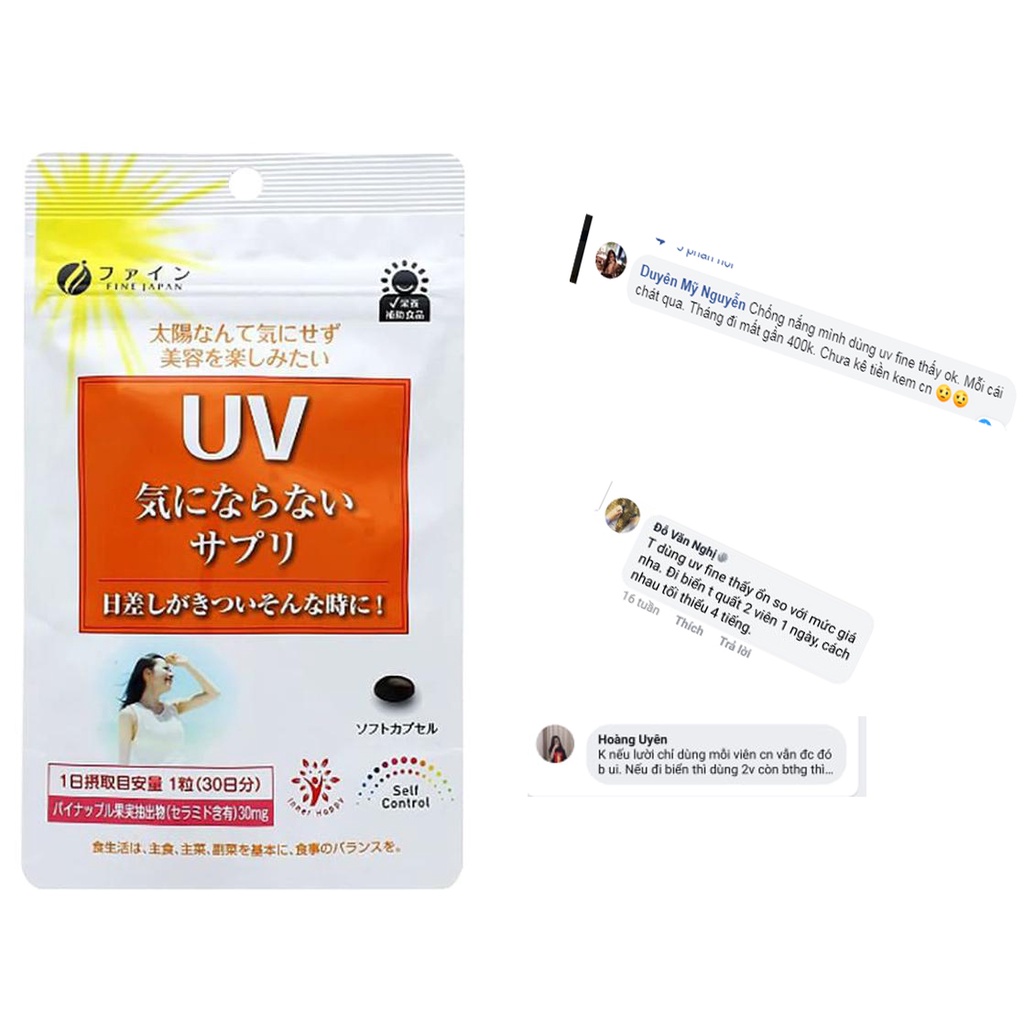 Viên uống chống nắng cao cấp UV Care Plus Fine Japan của Nhật bản 30 viên