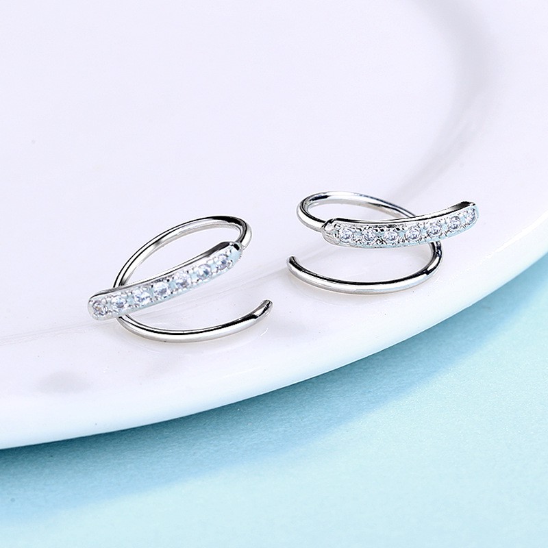 Khuyên tai Xoắn ốc Pha Lê màu bạc sang trọng cho nữ ANTA Jewelry ATJ3590