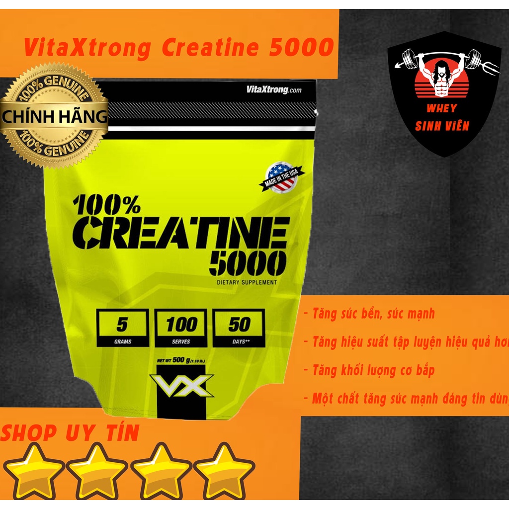 Tăng sức mạnh cơ bắp VitaXtrong Creatine 5000.
