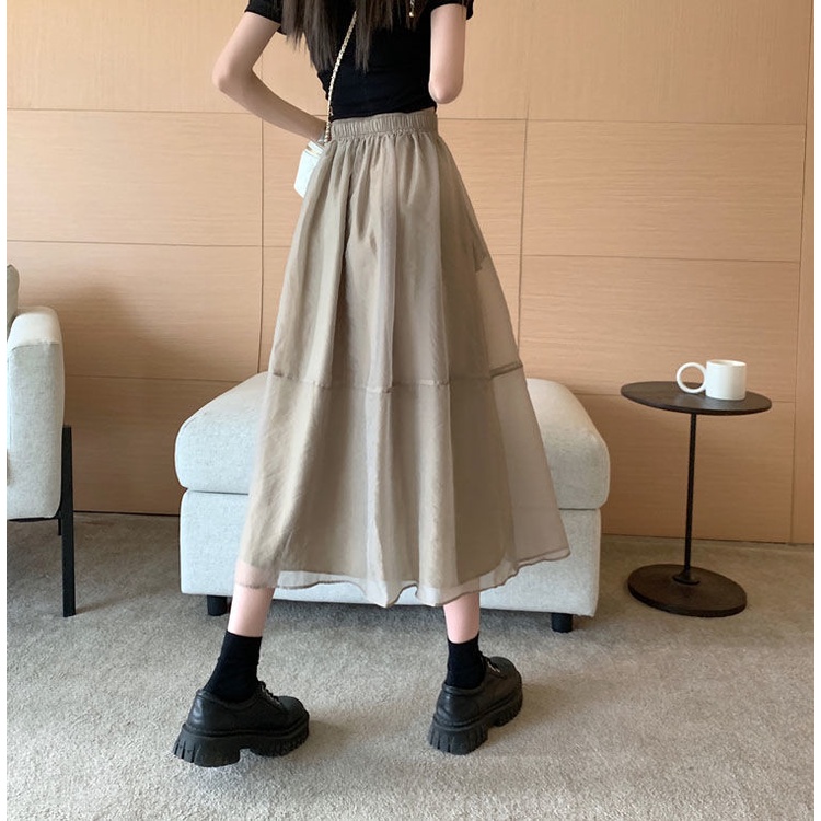 Chân Váy Dáng Chữ a Phong Cách Hàn Quốc 175286 Chân Váy Dài Qua Gối Lưng Cao Dáng Rộng Thời Trang Cho Nữ