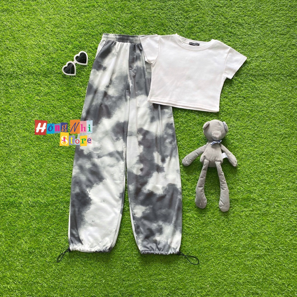 Quần Jogger 3D Ulzzang Unisex Jogger Loang Màu Dây Rút Lai Ống Rộng Xám Đậm - MM