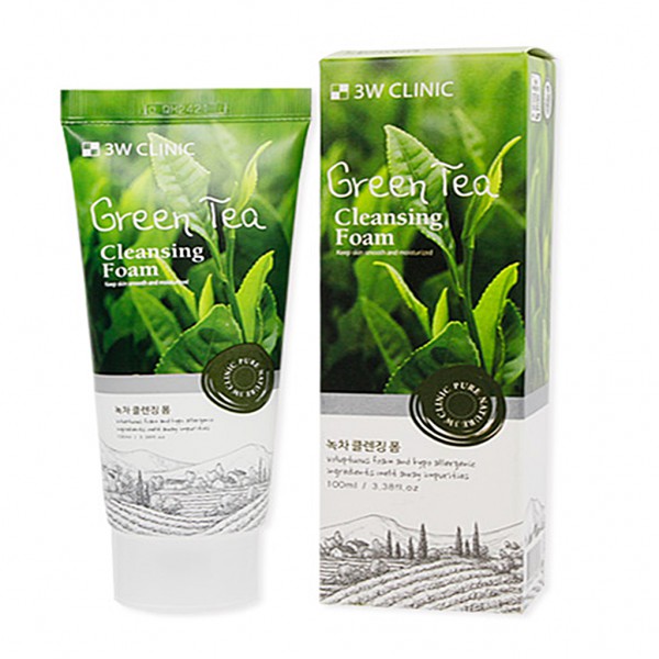 Sữa rửa mặt làm sạch ngăn ngừa mụn từ trà xanh 3W CLINIC GREEN TEA CLEANSING FOAM | Thế Giới Skin Care