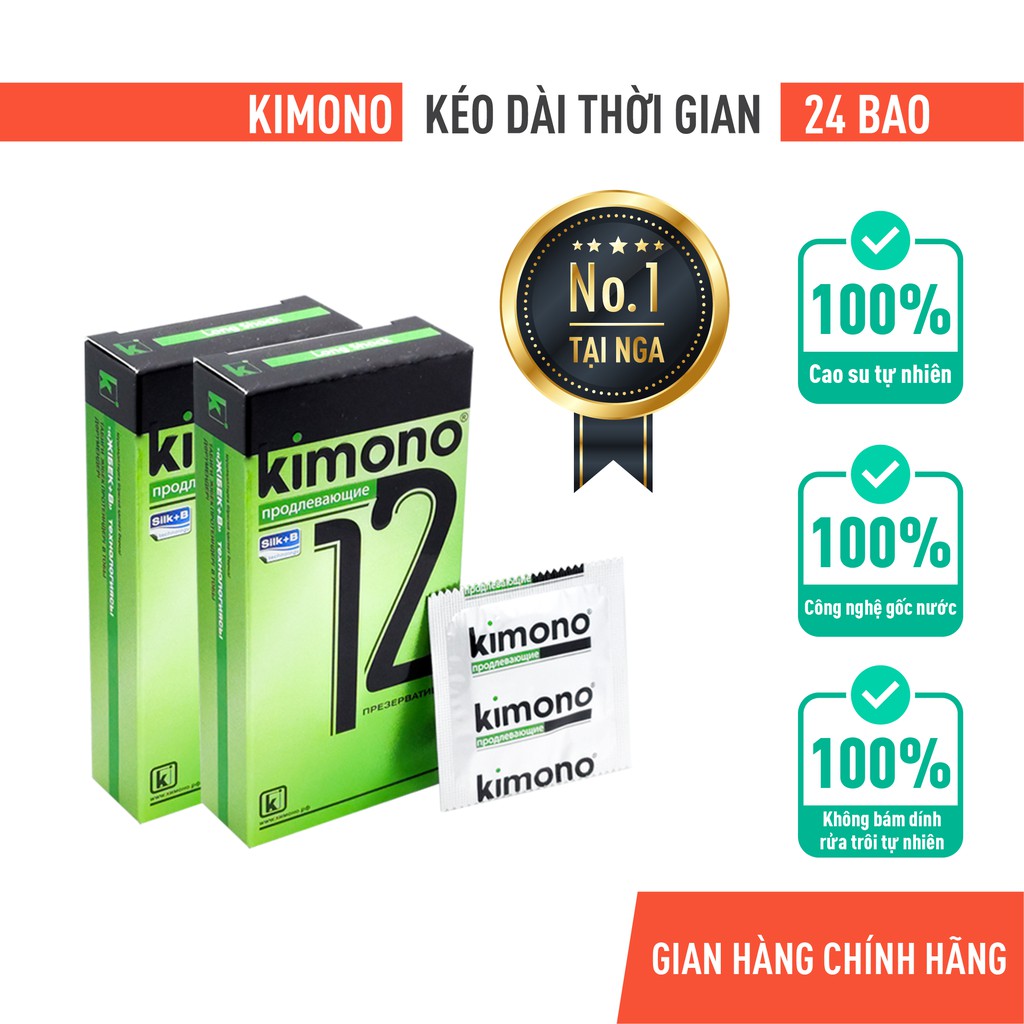 Bao Cao Su Kimono 0.03mm Green Kéo Dài Siêu Mỏng 24 Cái