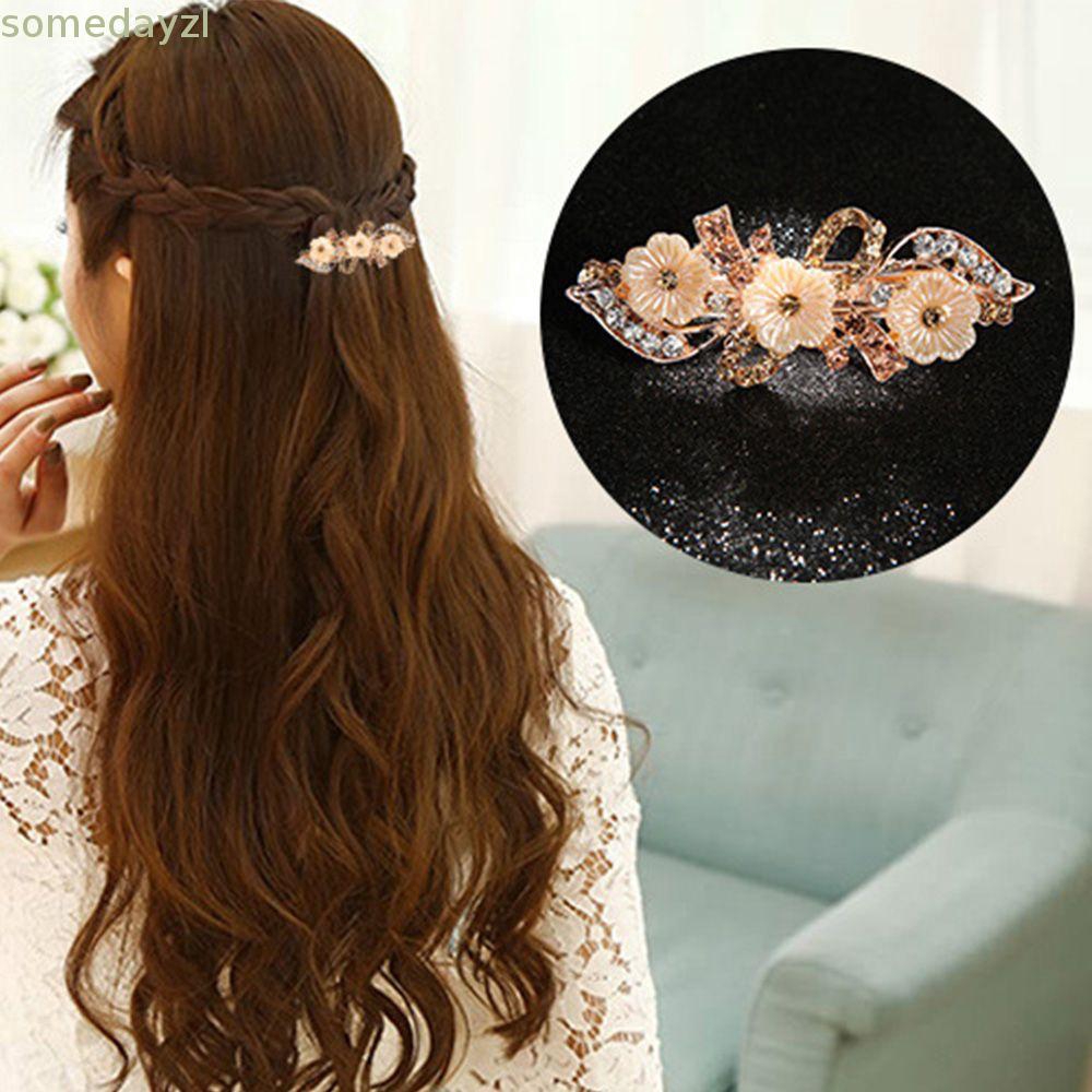 Kẹp tóc hình bông hoa đính đá thời trang sang trọng cho nữ