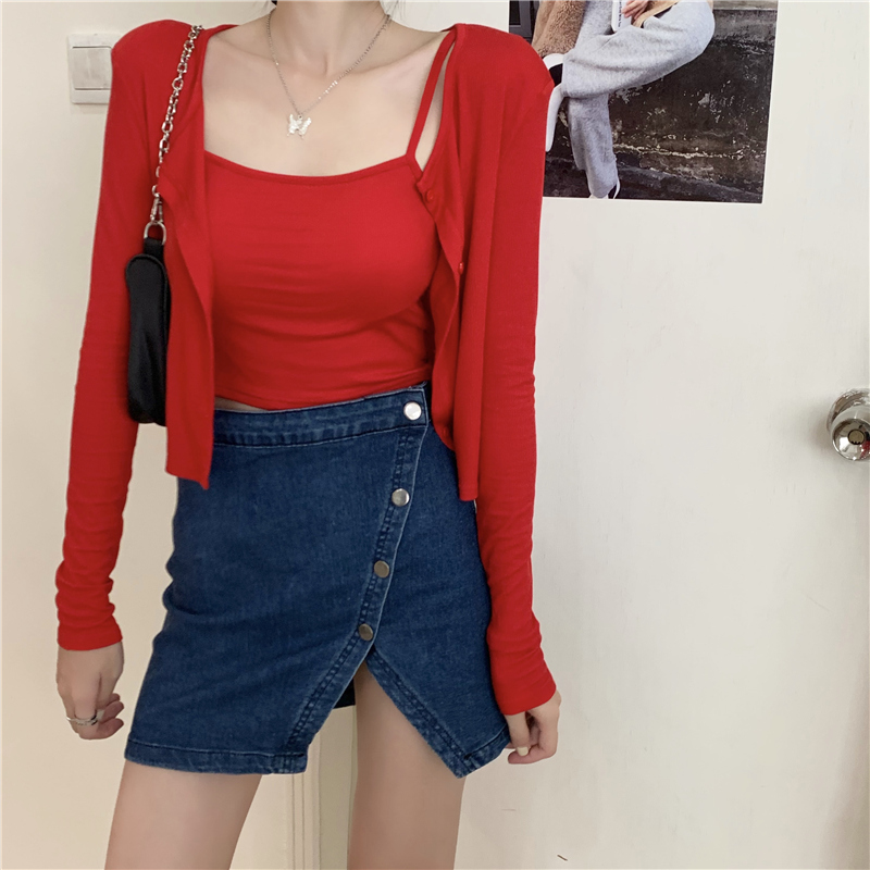 SUXI Áo Khoác Cardigan Tay Dài Màu Trơn Thời Trang Mùa Thu Cho Nữ