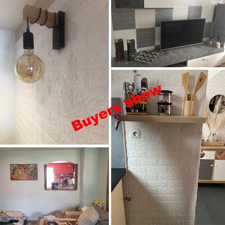 Miếng dán tường bằng xốp 3D chống thấm nước độc đáo trang trí nhà cửa/ phòng khách/ phòng ngủ