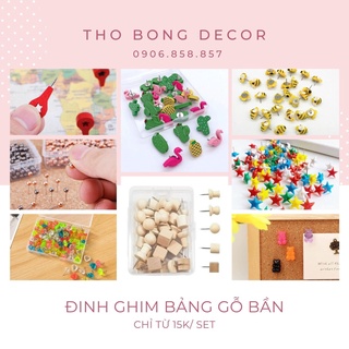 [ Hàng sẵn 43 mẫu ] Đinh ghim bảng gỗ bần - bảng nỉ