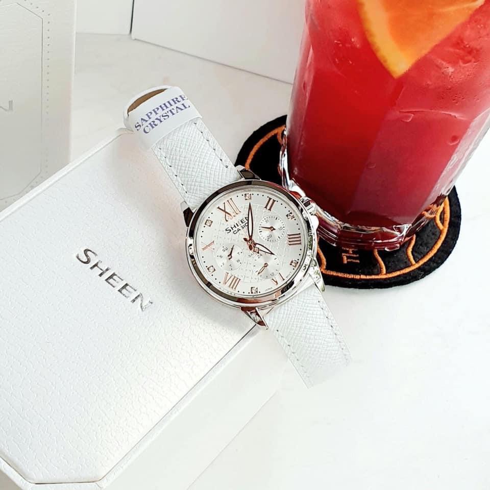 Casio nữ Sheen SHE-3511L-7A, máy pin, size33mm, mặt saphire chống trầy