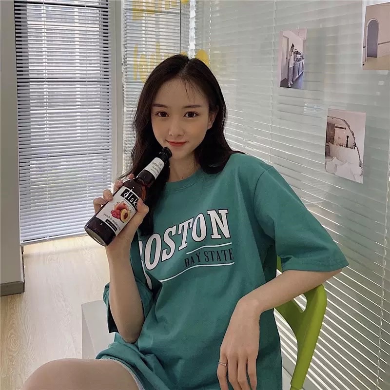 Áo thun phông nam nữ PINK tay lỡ form rộng BOSTON Unisex