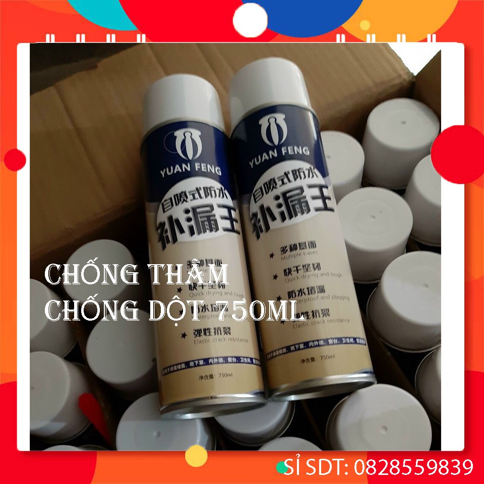 Bình Xịt Chống Thấm (750ML) - Xịt Chống Dột Chống Thấm Tường, Trần, Mái Nhà, Sân Thượng (CZ Màu Trắng)