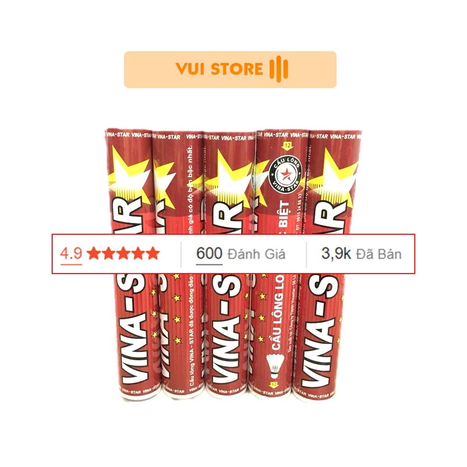 ỐNG CẦU LÔNG VINA STAR ĐỎ ( Hộp 12 quả ) - Hàng phân phối chính thức - Vui Store