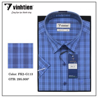 Áo sơ mi Vĩnh Tiến tay ngắn caro Slim Fit - FK2-G113