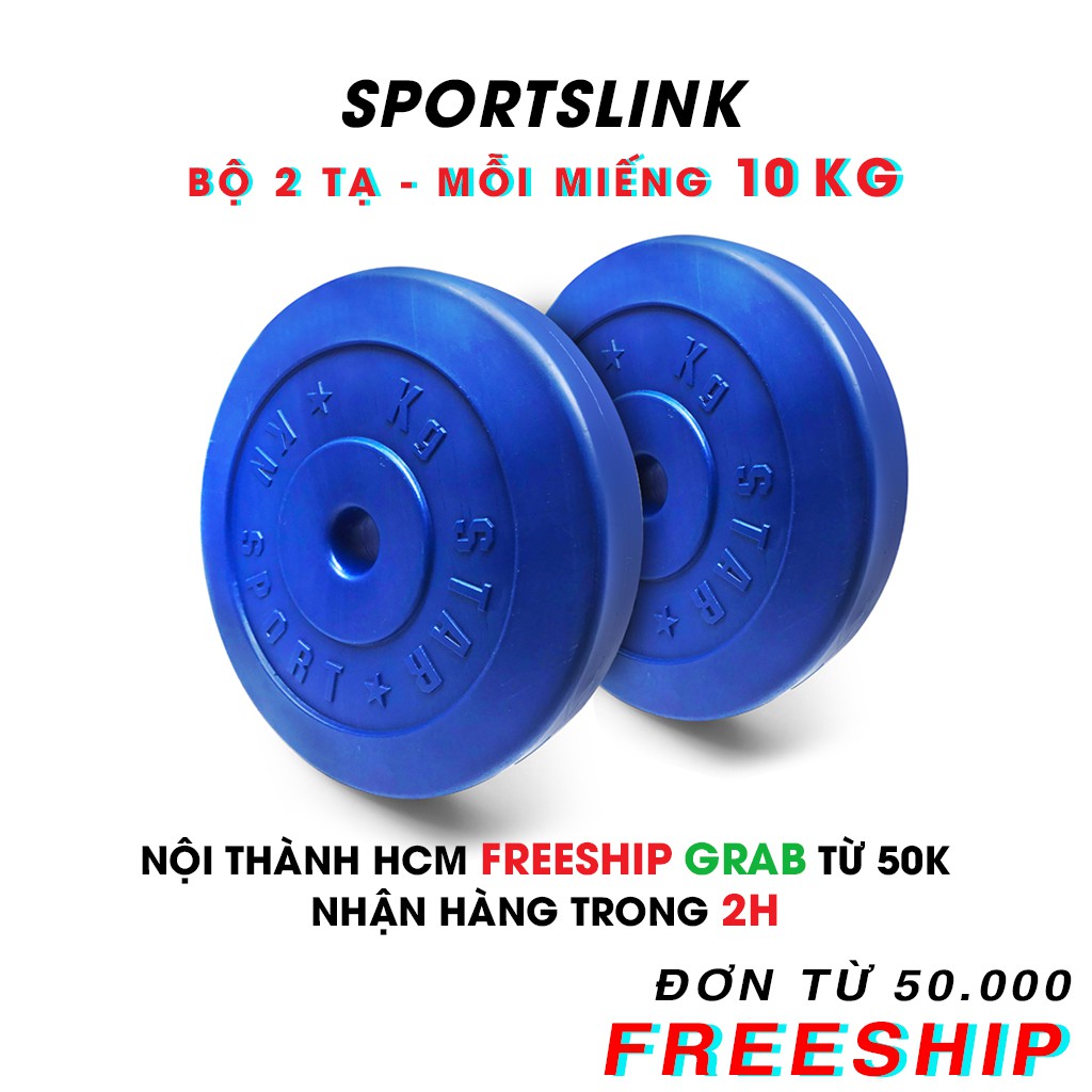 [ FREESHIP ] Bộ 2 tạ miếng nhựa 10kg SportLink – Xanh