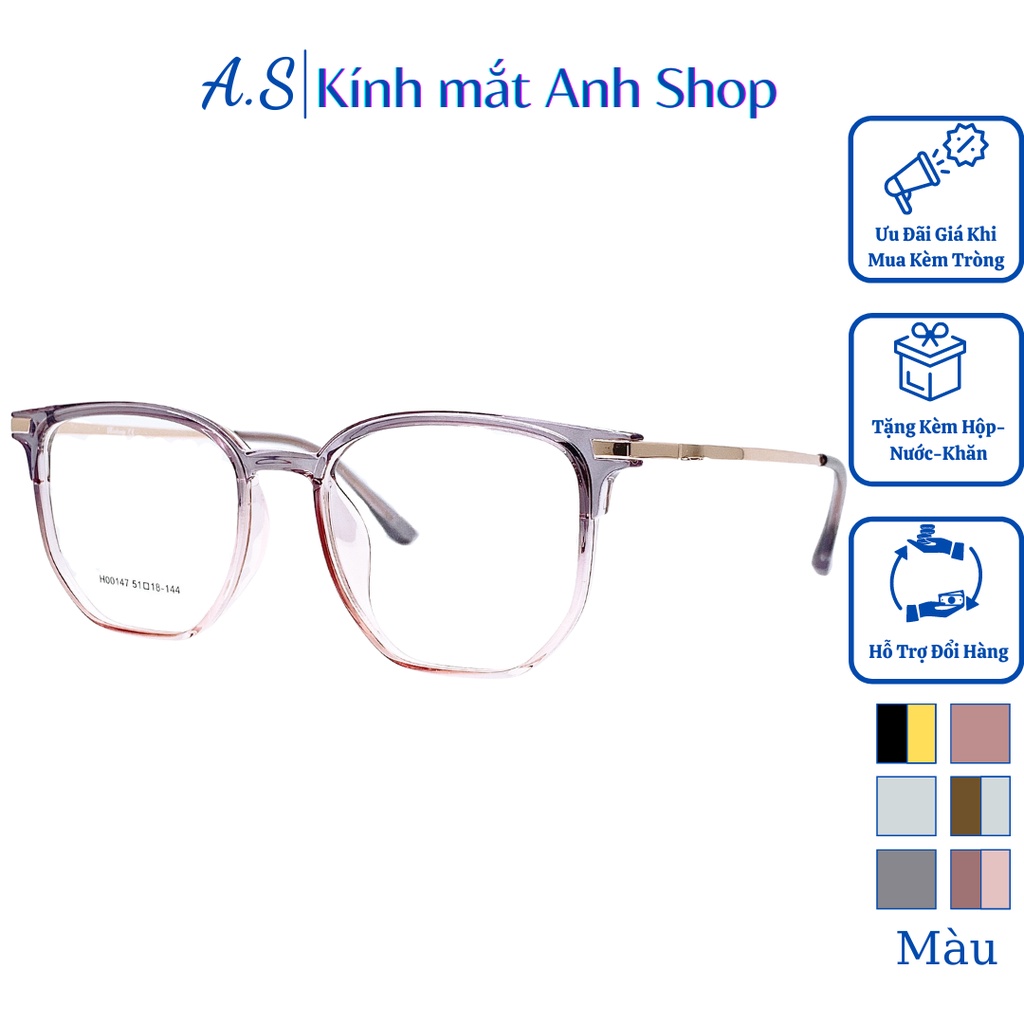 Gọng kính giả cận thời trang chất liệu kim loại lục giác 00147 nhận cắt cận viễn loạn giá ưu đãi