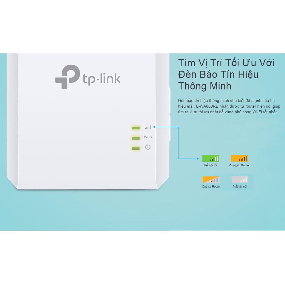 Bộ mở rộng sóng WiFi / Kích sóng WiFi tích hợp ổ cắm điện chính hãng TP-Link WA860RE chuẩn N300Mbps - THComputer Q11