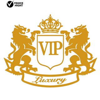 Miếng dán trang trí xe hơi in chữ Double Lion Crown VIP