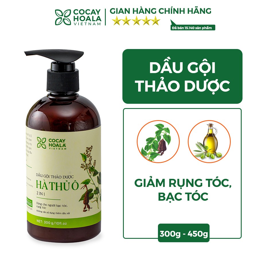 [GIÁ TỐT NHẤT] Dầu Gội Thảo Dược Hà Thủ Ô 2in1 Giảm Rụng Tóc Bạc Tóc, Làm Mềm Mượt Tóc Cocayhoala 300g [CHẤT LƯỢNG]