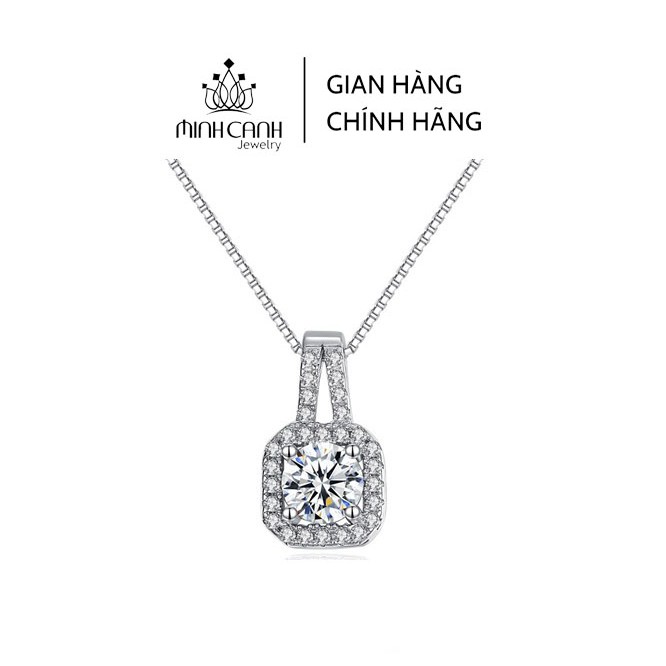 Dây Chuyền Bạc Nữ Mặt Đá Vuông Đính Đá Cao Cấp - Minh Canh Jewelry