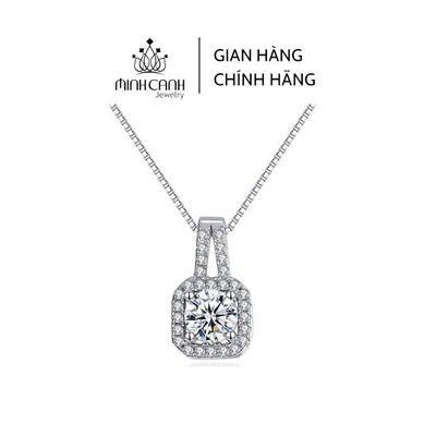 Dây Chuyền Bạc Nữ Mặt Đá Vuông Đính Đá Cao Cấp - Minh Canh Jewelry