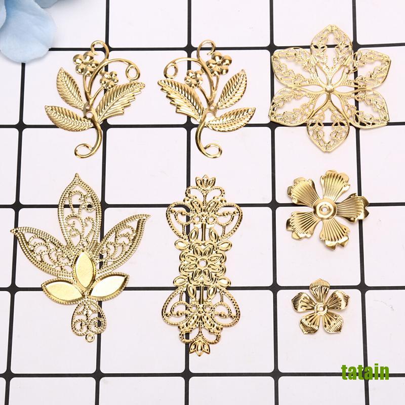 Bộ 50 Lá Kim Loại Phong Cách Vintage Dùng Làm Trang Sức Diy
