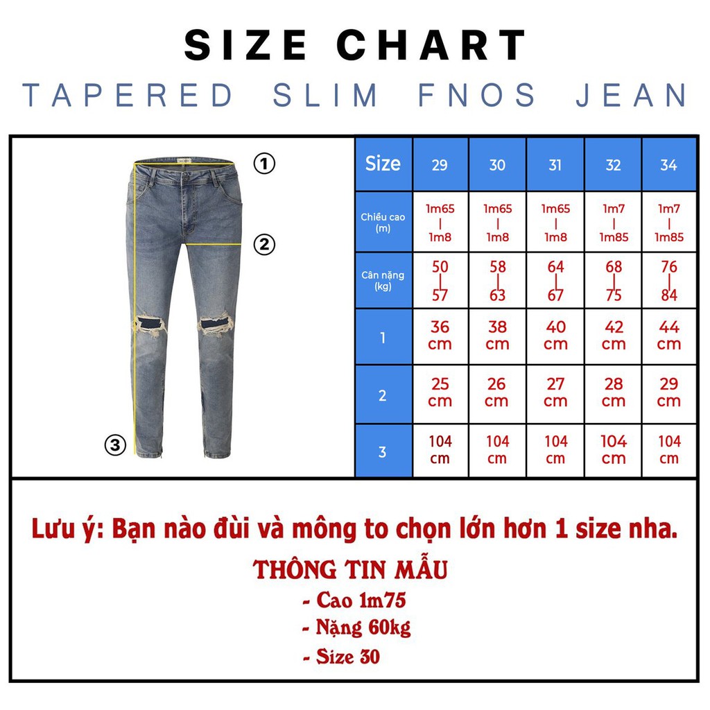 Quần Jean Nam Streetwear Cao Cấp FNOS NZ19 Màu Xanh Sáng - Rách Gối Form Slimfit - Jean Thun Co Giãn. | BigBuy360 - bigbuy360.vn