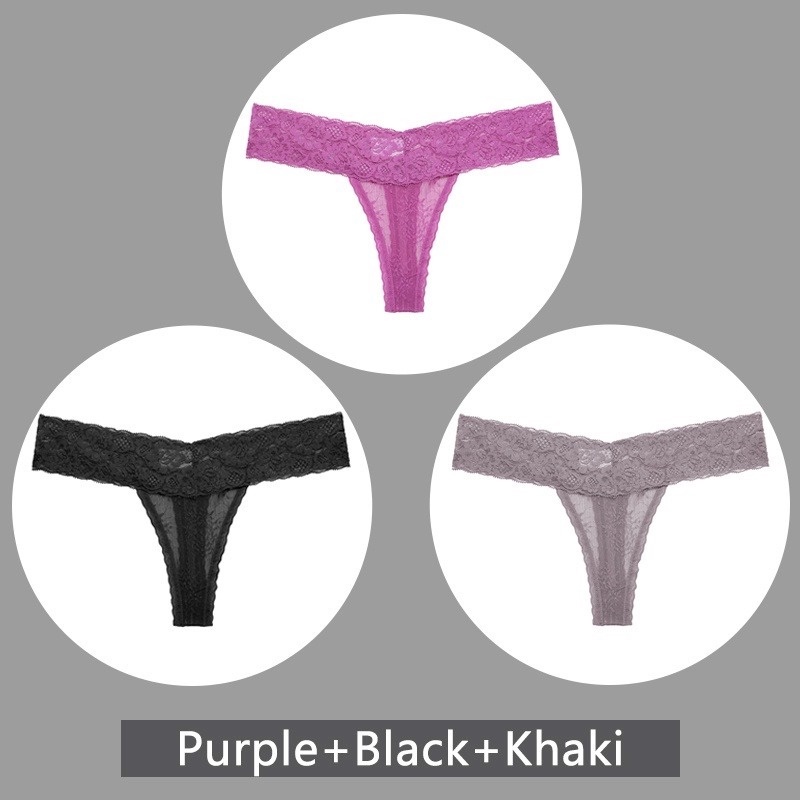 Set 3 quần lót ren hoa TakeTalk lưng thấp gợi cảm cho nữ