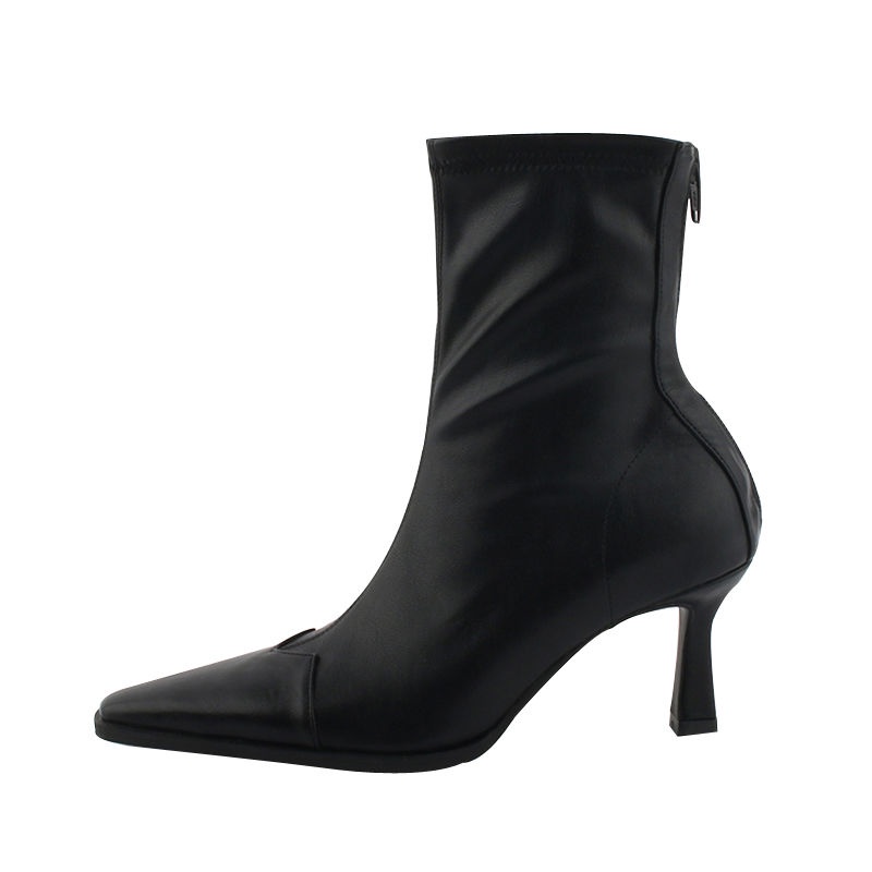 ☇Giày Boot Cao Gót Mũi Vuông Phong Cách Retro Hàn Quốc